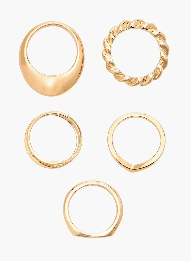فلورا بيلا من شو إكسبرس Gold Tone Ring With Chunky Design - Set Of 5 Ramadan Collections